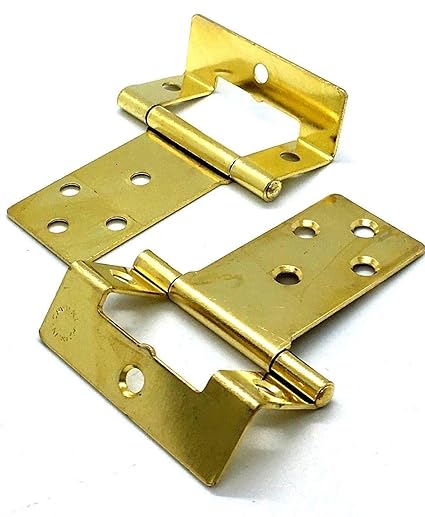 2 X Cranked Hinges 50mm Brass Plated Easy Hang Flush Hinge Caravan