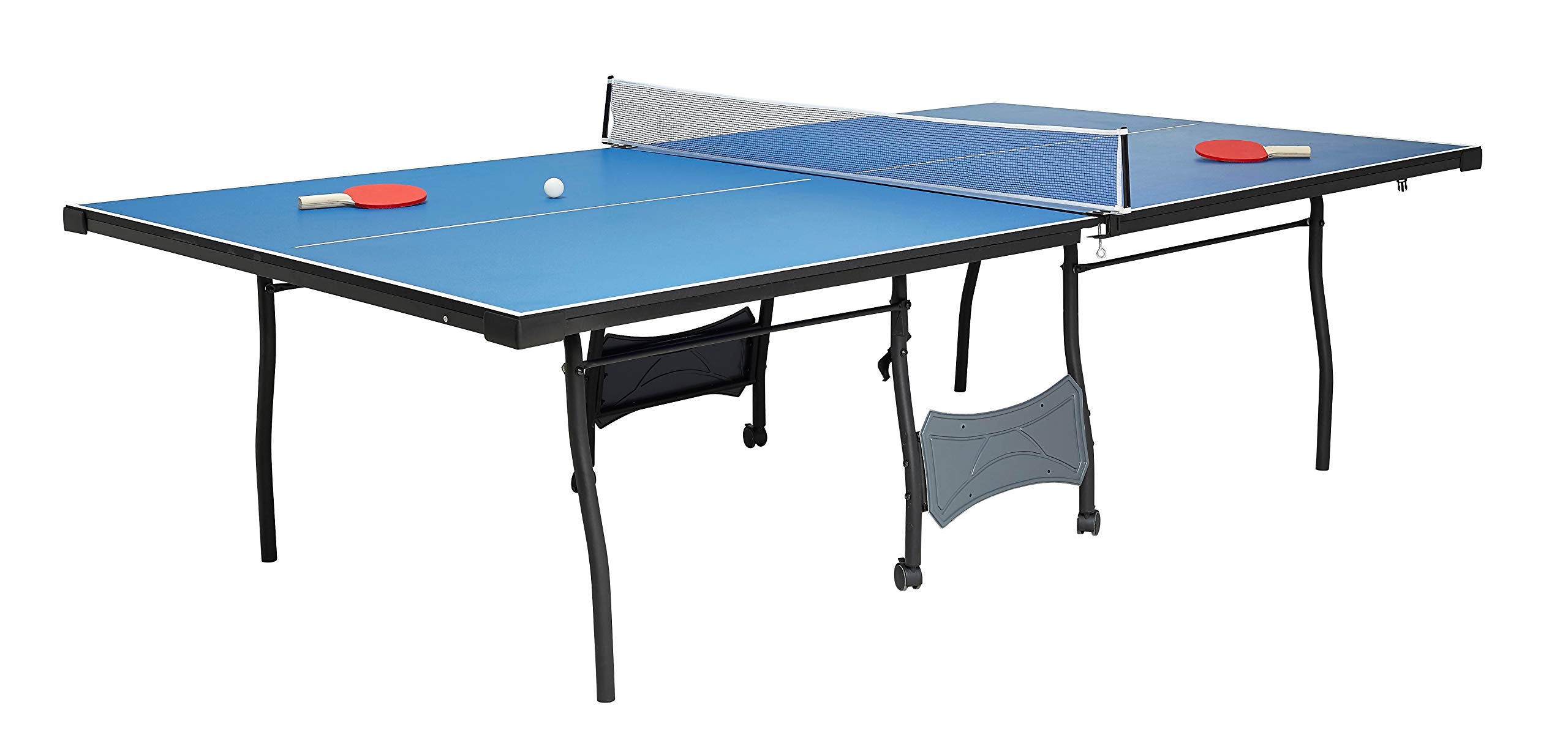 Photo 1 of MD Sports Table Tennis Set, Regulation Ping Pong Table with Net, Paddles and Balls (8 Pieces) - Blue and White