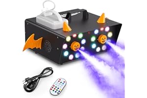 Fog Machine, HOLDLAMP Smoke Machine 1500W with 17 Lighting Effect 18 LED Lights, Halloween Fog Machine with Wireless Remote Control for Christmas Halloween Wedding Stage Effect DJ Disco Party Stage