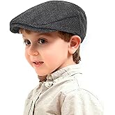 Kids Wool Flat Newsboy Cap - Vintage Tweed Pageboy Ivy Cap Cabbie Hat for Boys Girls Toddler (for 4-9 Years)
