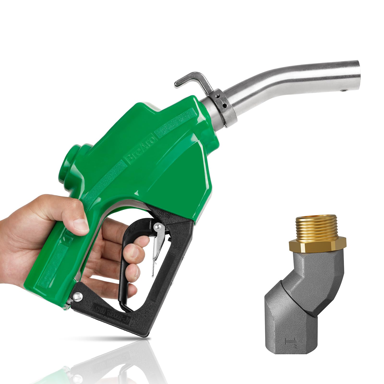 Photo 1 of 1" NPT Automatic Fuel Nozzle with Swivel Joint, Auto Shut-Off Gas Pump Nozzle Max Flow Rate 30GPM, 3-speed Padlock 19/16 Inches (OD=30mm) Spout for Gasoline, Diesel, Kerosene Biodiesel (Green)