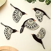 Barydat 5 Pcs Wooden Bird Wall Art Wood Flying Birds Wall Decor Rustic Folk Art Scandinavian Home Decor for Gift Living Room 
