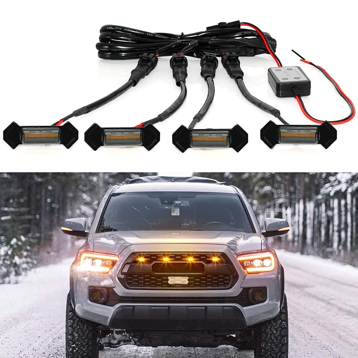 4PCS Raptor Style Blue LED Grille Lights For Toyota FJ Cruiser 4Runner Tacoma