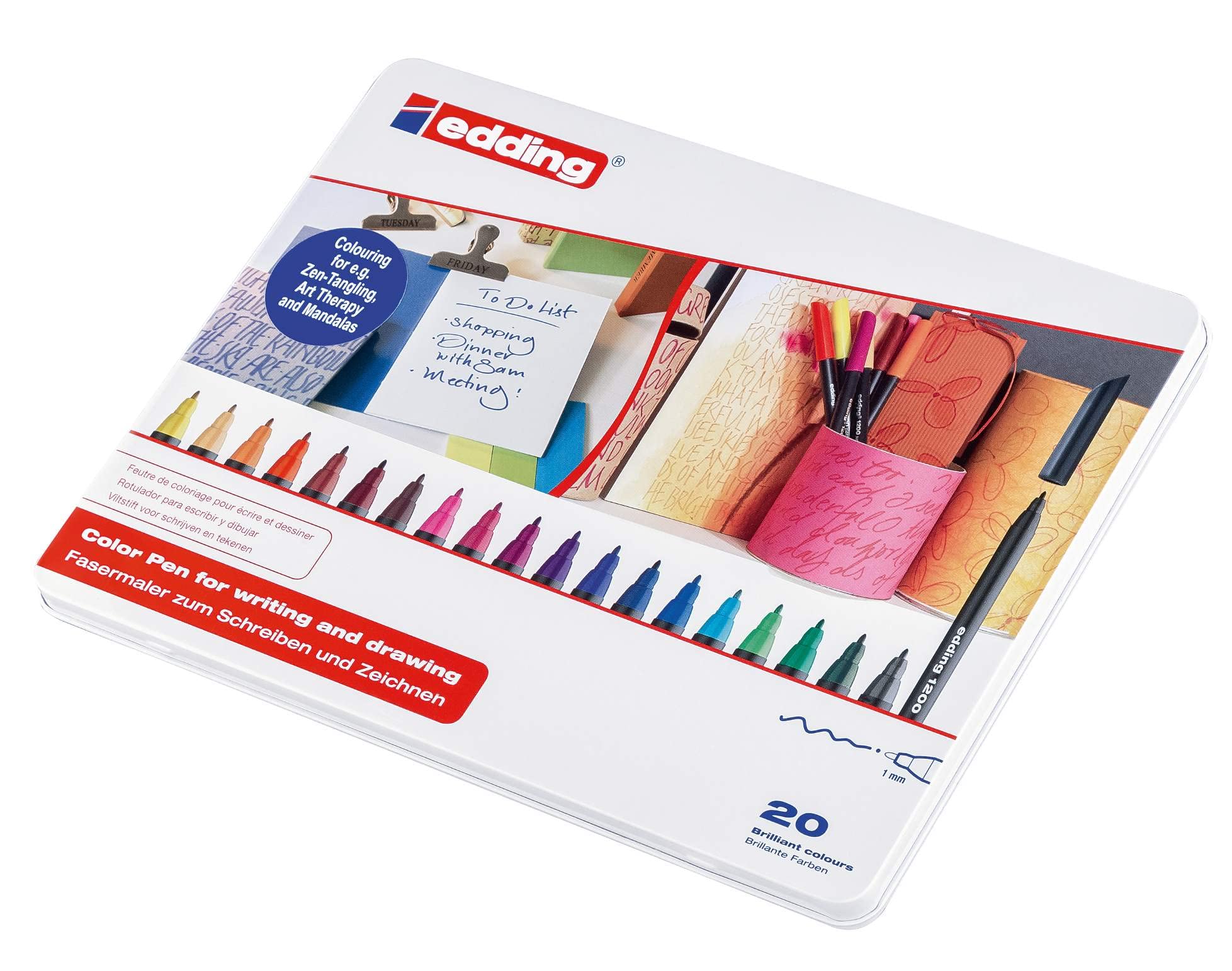 Edding 1200 Colourpen Extra Fine Bullet Tip Pack of 20 Assorted