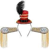 Lrvcnva Circus Ringmaster Hat Headband and Shoulder Epaulets Set for Women,3Pcs Circus Ringmaster Costume Accessories Women