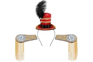 Lrvcnva Circus Ringmaster Hat Headband and Shoulder Epaulets Set for Women,3Pcs Circus Ringmaster Costume Accessories Women
