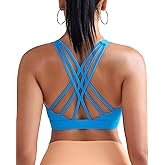 RUNNING GIRL Sports Bras for Women Medium Support, Criss-Cross Strappy Sports Bra Workout Yoga Bra with Removable Cups