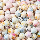 ANCADN 16mm Acrylic Beads 100pcs Print Pen Bead Chunk Bubblegum Beads DIY Beading Hairband Bracelets Necklace Craft for DIY Jewelry Making (bdcpm)