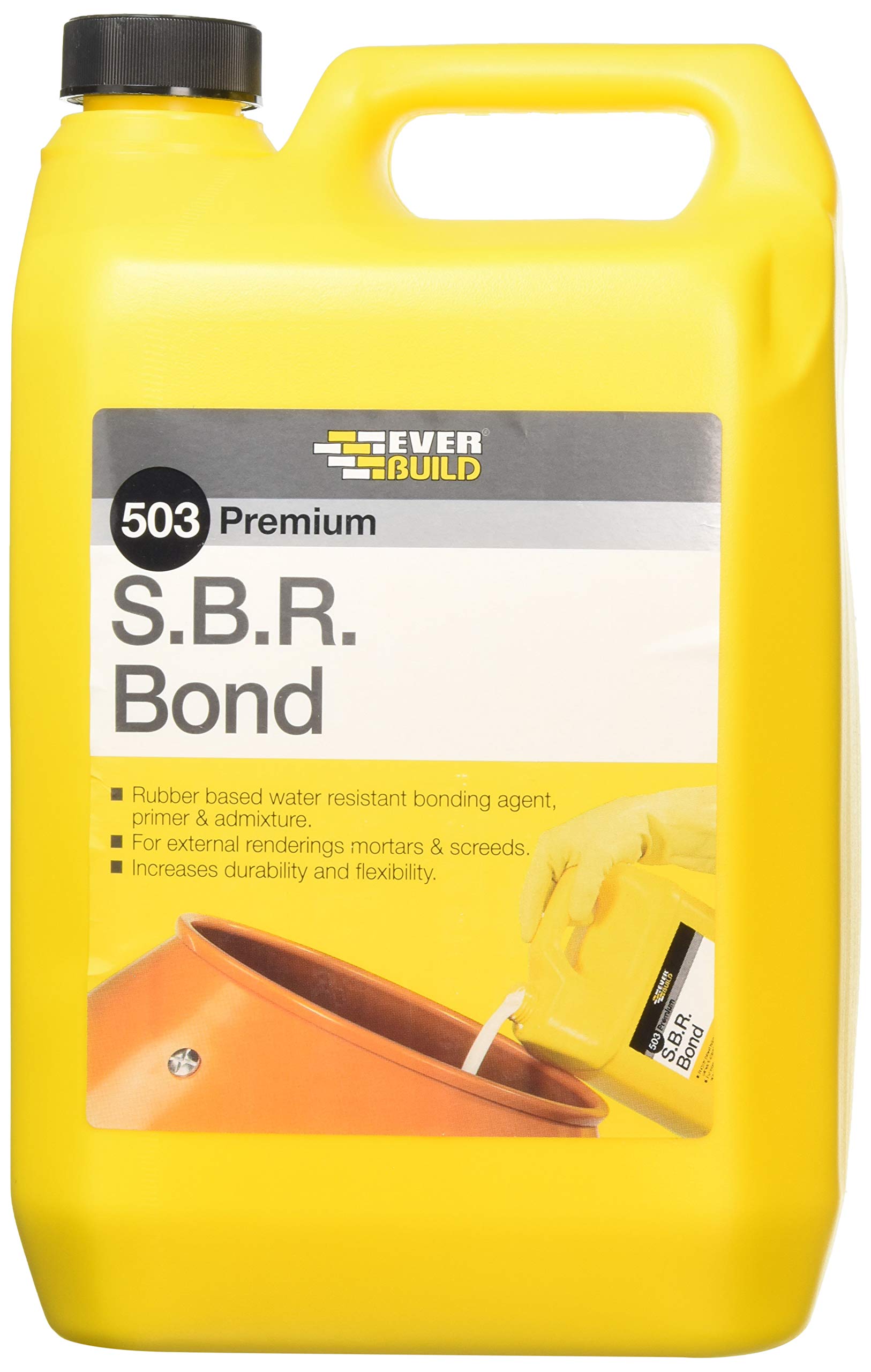 Everbuild 503 Premium S.B.R. Bond Admixture – Water Resistant Bonding Agent – White – 5 litre