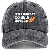 zcyhtqp, It's a Bad Day to be a Hotdog, Funny Baseball Cap, Funny Trucker Hats with Sayings, Humor Caps, Adjustable Cotton Baseball Cap Black