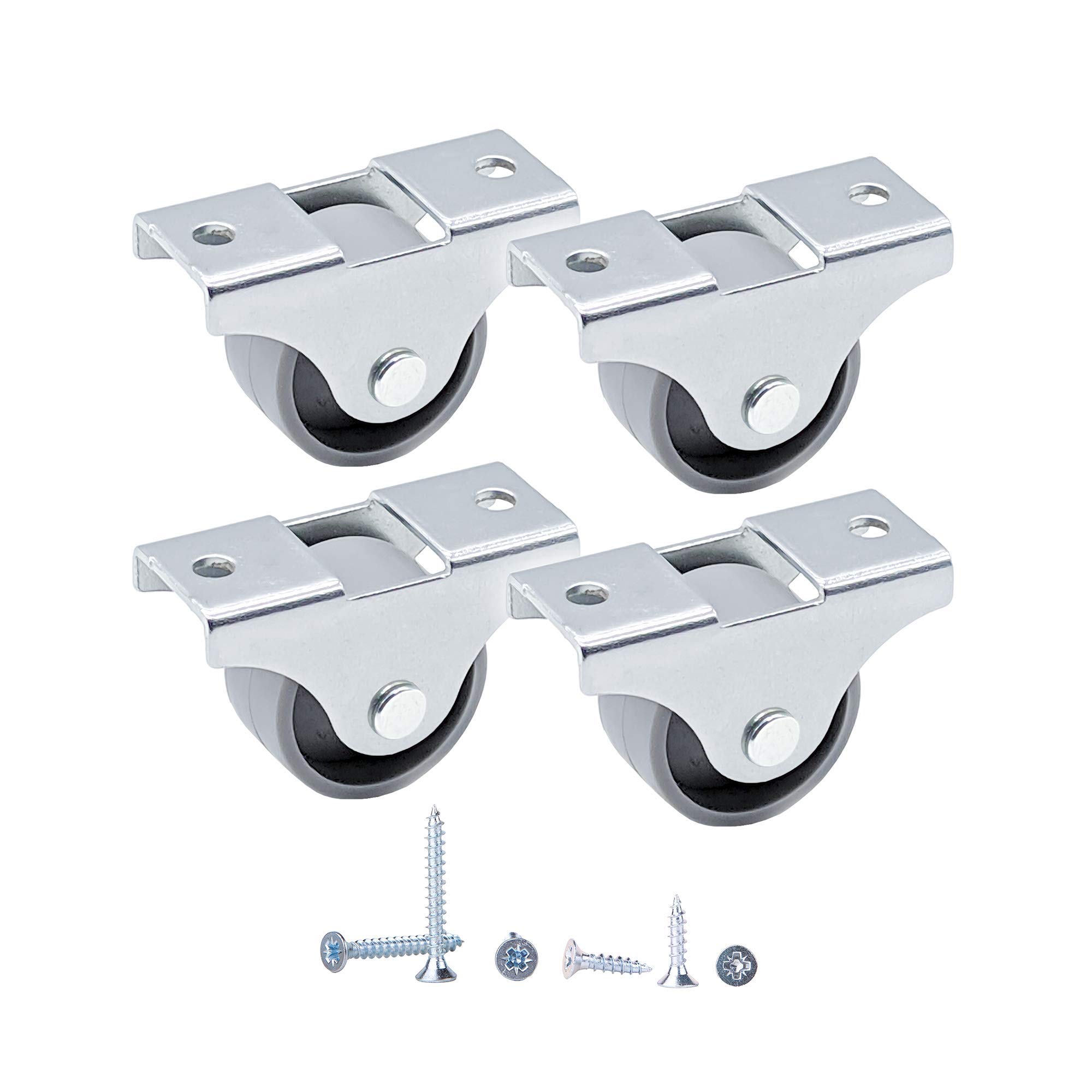 (Pack of 4) 25 mm Plastic Wheels One Way Fixed Castors Casters with Mounting Plates Durable Non-Swivel Furniture Wheels Screws Included (4)