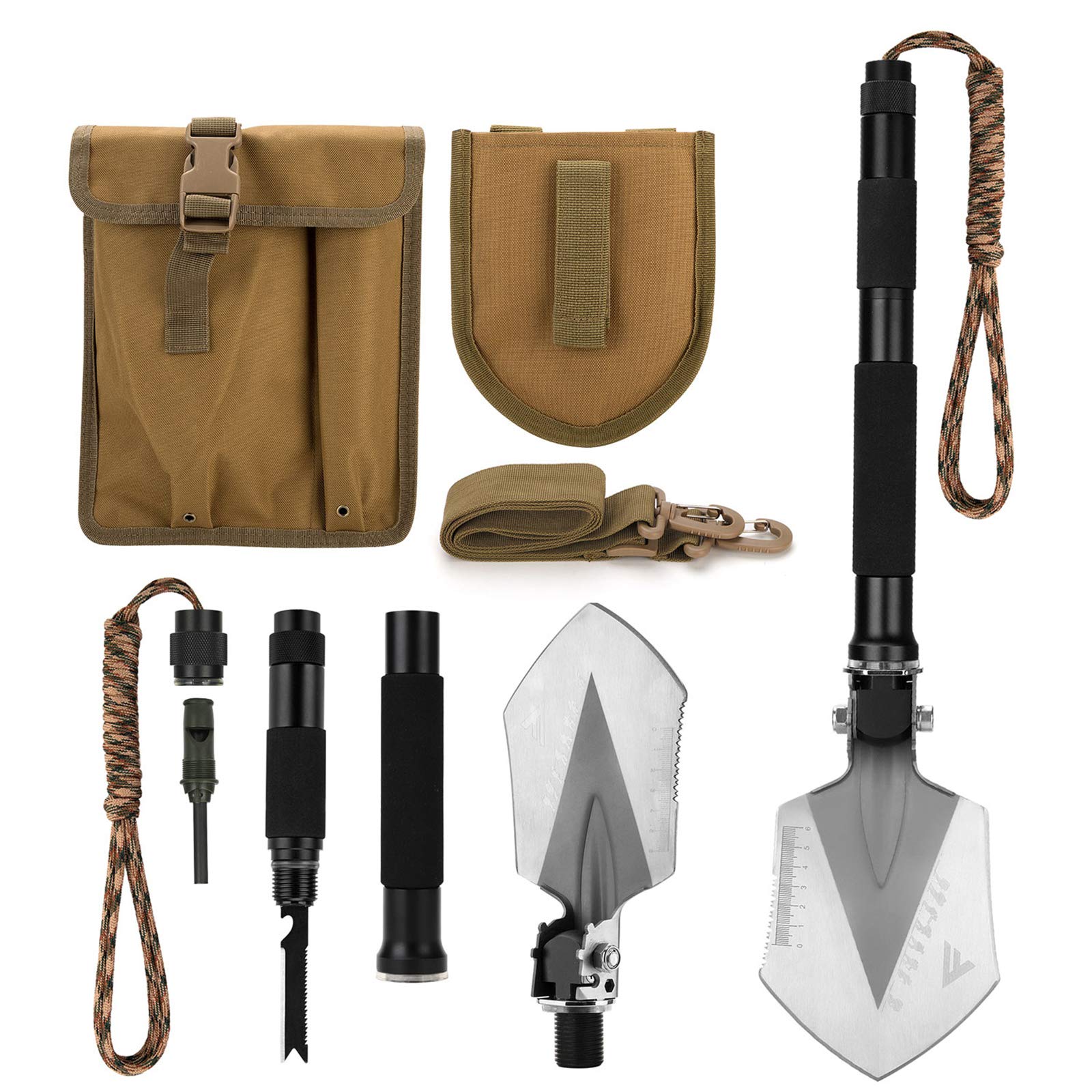 FiveJoy Military Folding Shovel Multitool (C1) Portable Foldable