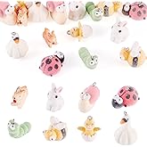 Spritewelry Resin Animal Charms 16 Pcs 3D Cute Flocking Duckl Chick Ladybug Rabbit Charms Snail Bees Earring Dangle Pendants for Jewelry Making Bracelets Necklace Earrings DIY Decor