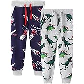 LOKTARC 2 Pack Boys Drawstring Sweatpants Cute Pattern Cotton Sport Jogger Pants