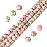 100pcs 6mm Green Red Rain Flower Beads Natural Gemstone Beads Round Loose Beads for Jewelry Making