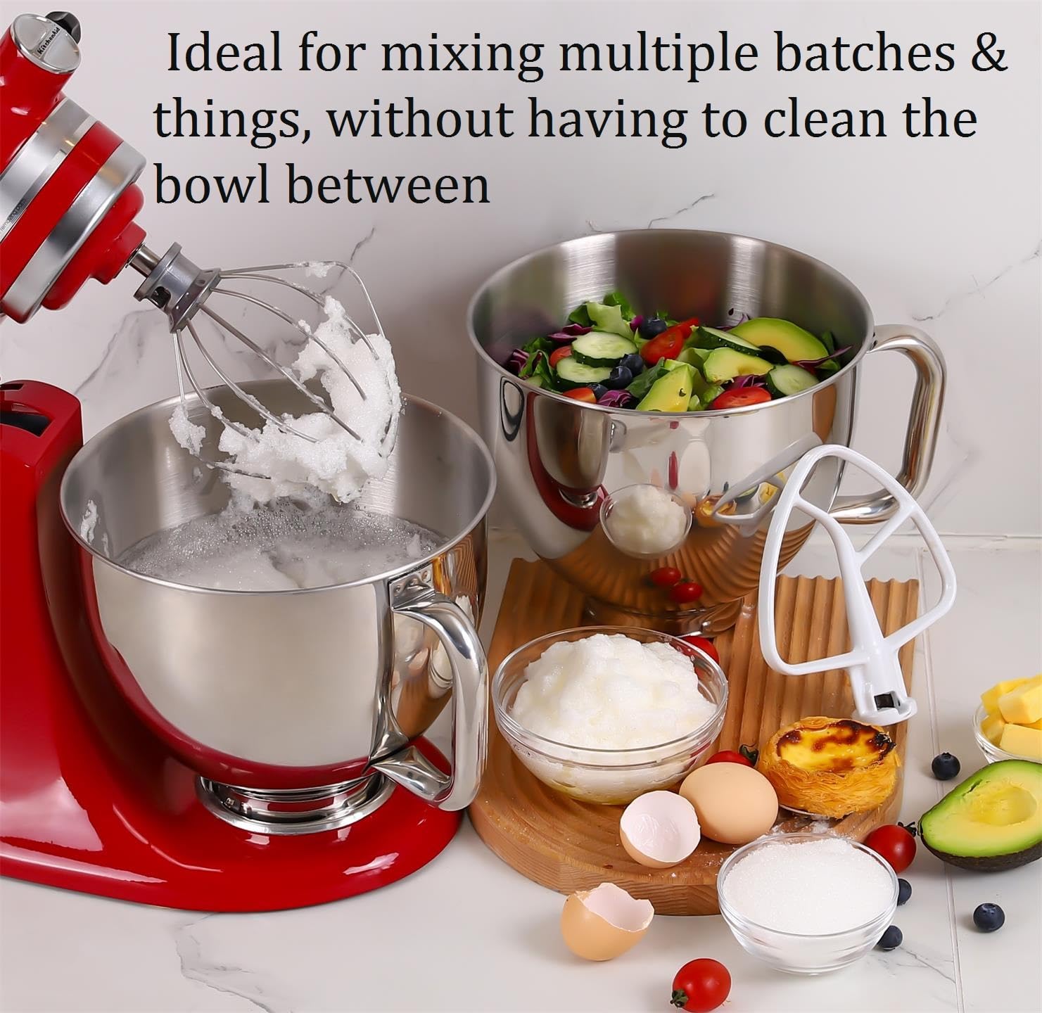 FavorKit Stainless Steel Bowl for KitchenAid 4.5 & 5.0 Quart Tilting Head Stand Mixer, Dishwasher Safe, Extra Mixing Attachment Replacement with KitchenAid Original Bowl