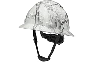 RIDGEROCK Full Brim Vented Hard Hats Construction OSHA Safety Helmet 6 Point Ratcheting System | Meets ANSI Z89.1 | Personal Protective Equipment Carbon Fiber Design Hard Hat (Shiny Grey Chain)