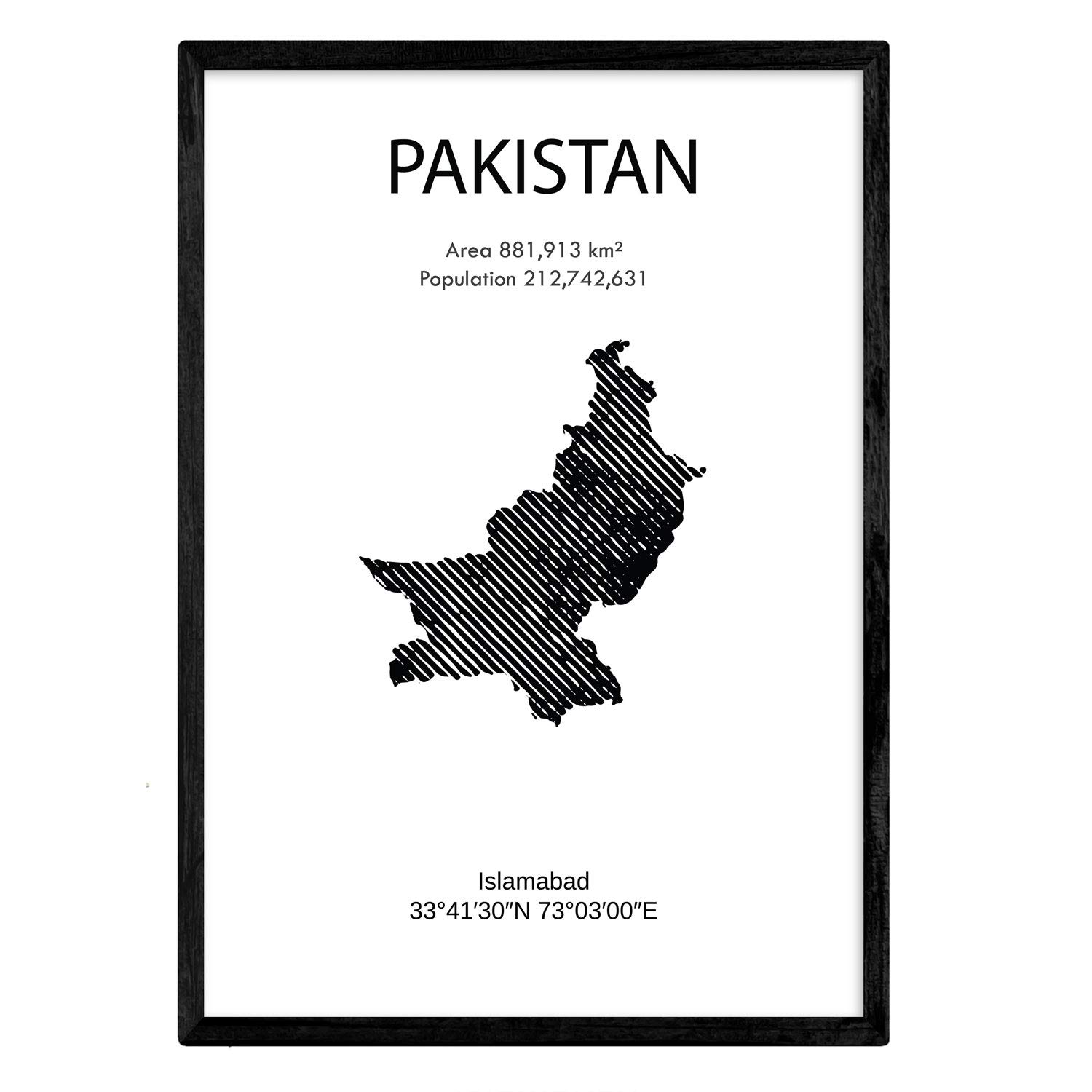Nacnic Poster of Pakistan. Sheets of countries and continents. A3 size