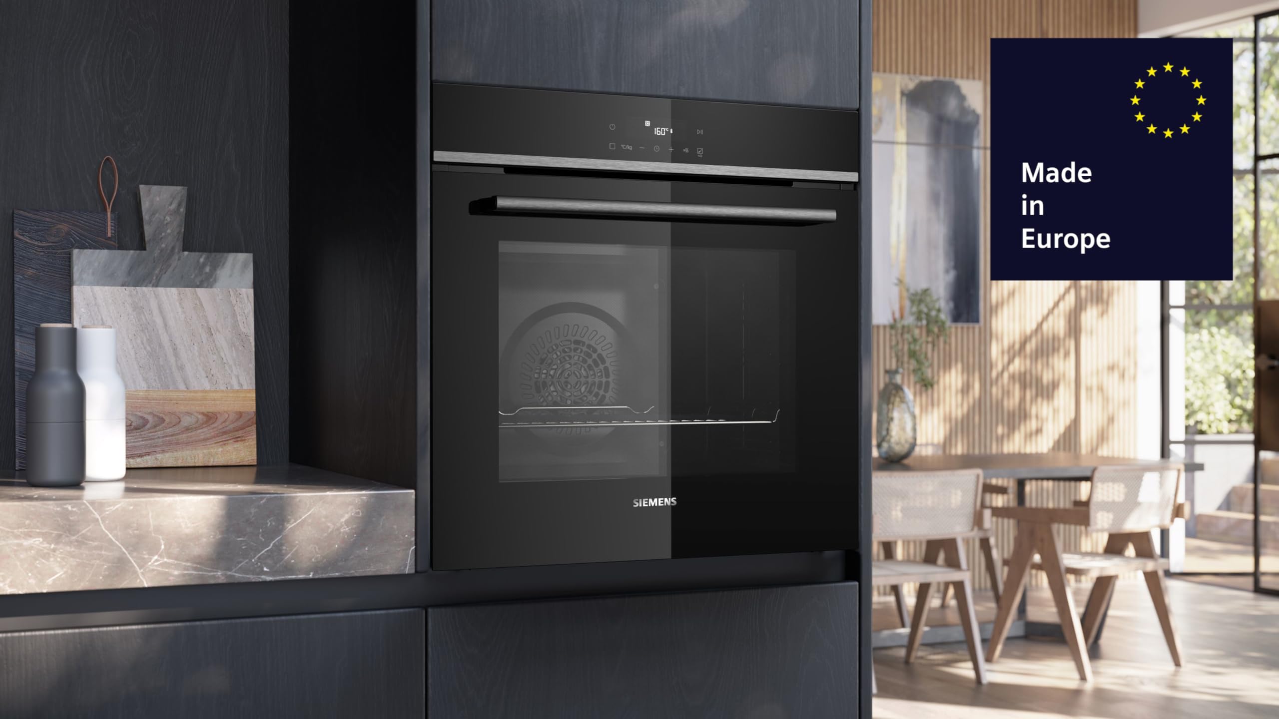 Siemens HB572ABS3, Stiftung Warentest GUT (2,0)*, iQ300 Einbau-Backofen 60x60 cm, Air Fry, Pyrolyse Selbstreinigung, LED-Touchbedienung, 3D Heißluft, Schnellaufheizung, cookControl10 3