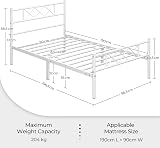 Yaheetech 3ft Single Bed Frame White Metal Slatted Mattress Foundation view 3