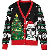 Goodstoworld Men's Ugly Christmas Cardigan Cozy Pullover Sweater V Neck Buttons Soft Knitwear