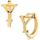 LOYATA Initial Huggie Hoop Earrings Gold Letter Sleeper 14K Gold Filled Earrings Simple Hypoallergenic Personalized Jewelry Gift for Women - 26 Letters