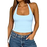 ForeFair Racerback Tank Tops for Women - Double Lined Halter Top Cute Square Neck Sleeveless Basic