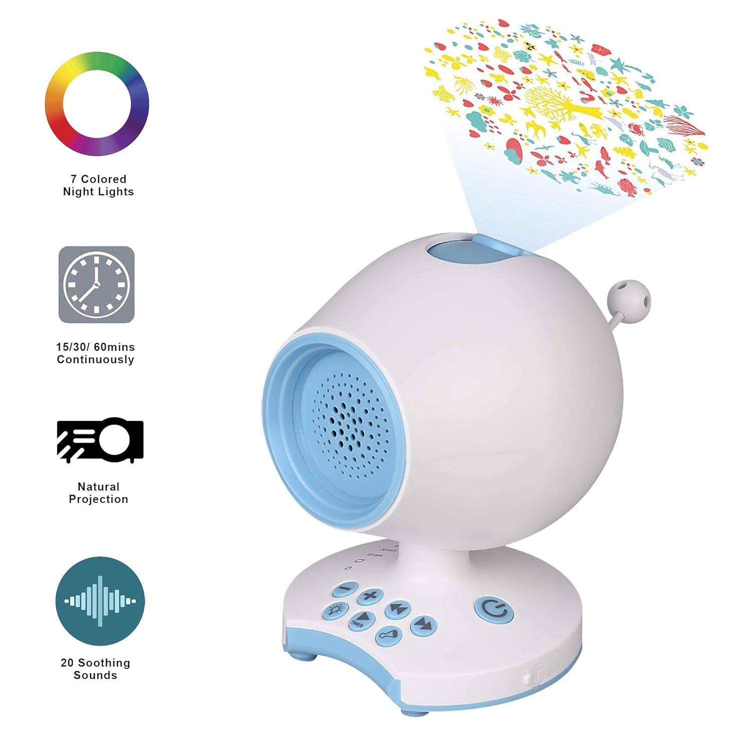 Holababy White Noise Machine Baby Sleep Aid Sound Therapy Soother With 20 Soothing Nature Lullaby Soundsnight Lightprojectorauto Off
