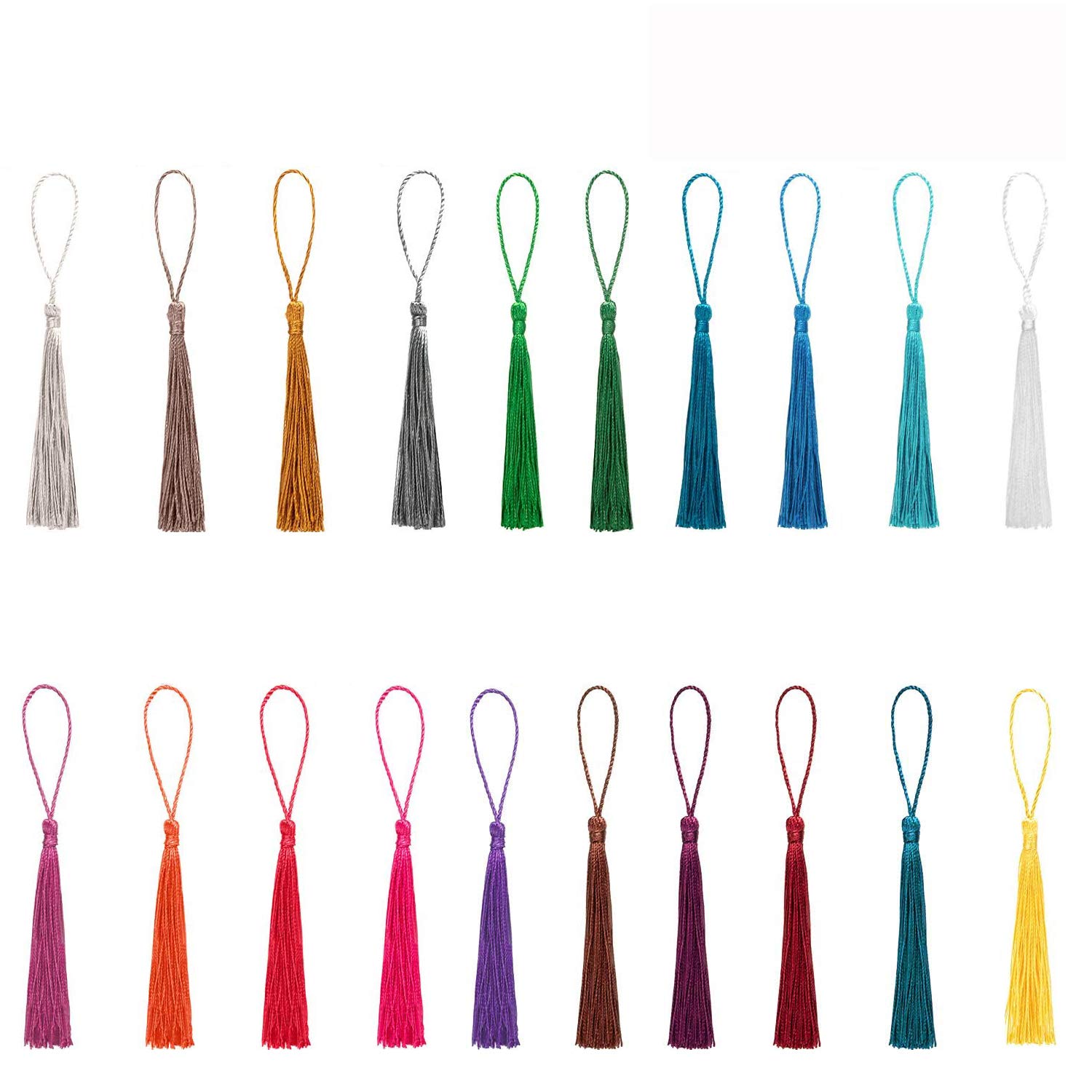 100 Pcs 13cm Handmade Soft Silky Tassels with Loops for Jewelry Making, DIY Projects, Bookmarks, 20 Colours, 5 Pieces per Color