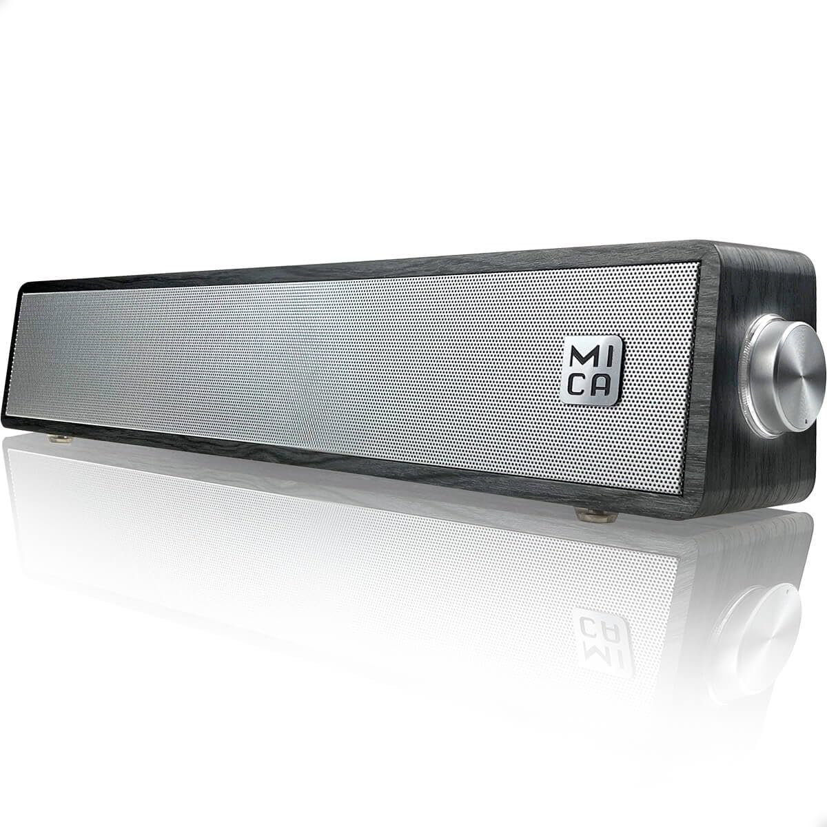 Photo 1 of MICA Bluetooth Computer Speakers, Angled Wooden PC Speakers, 3.5mm Aux-in Connection, Wired USB Powered Computer Sound Bar for Desktop Monitor, Laptop, Tablet - Gray (M30T)