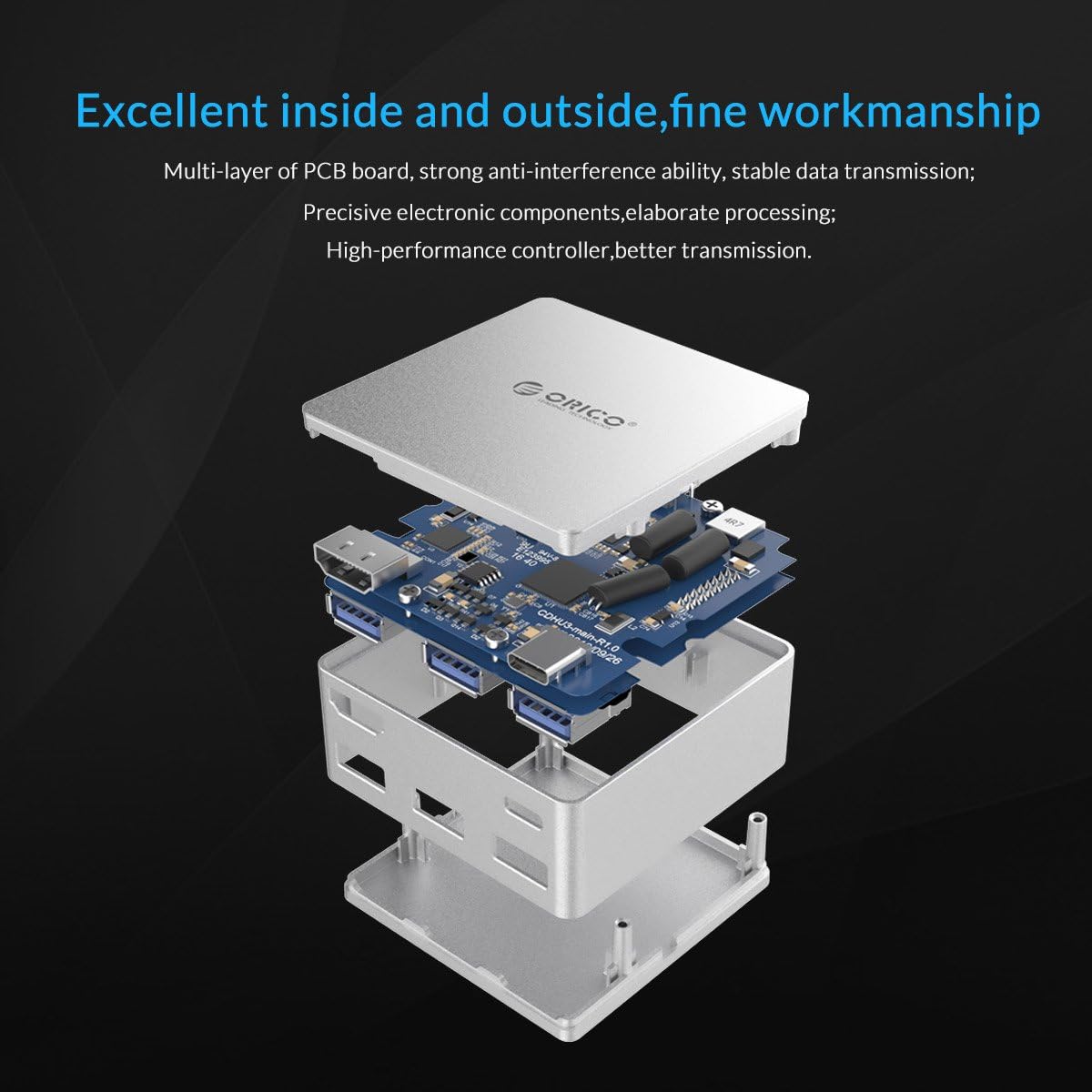 ORICO Data Hub, USB C HUB for PC with Type C Charging Port, USB Power Delivery (USB PD), 4K HDMI Adapter, 3 USB 3.0 Ports for MacBook, Chromebook [Premium Aluminum Chassis]: Computers & Accessories
