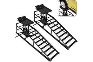 Skepphlay 2 Pack Hydraulic Car Ramps 5t, Car Ramps High Lift 10000lbs, Cars Lift Service Ramp Height 9"-14.2", Heavy Duty Steel Auto Ramp for Changing Oil for Maintenance, Black