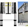 SDOER Telescoping Ladder: 12.5 FT Aluminum Extension Ladder Folding Compact Portable Anti-Slip Collapsible Ladders for Home Attic RV Loft Roof
