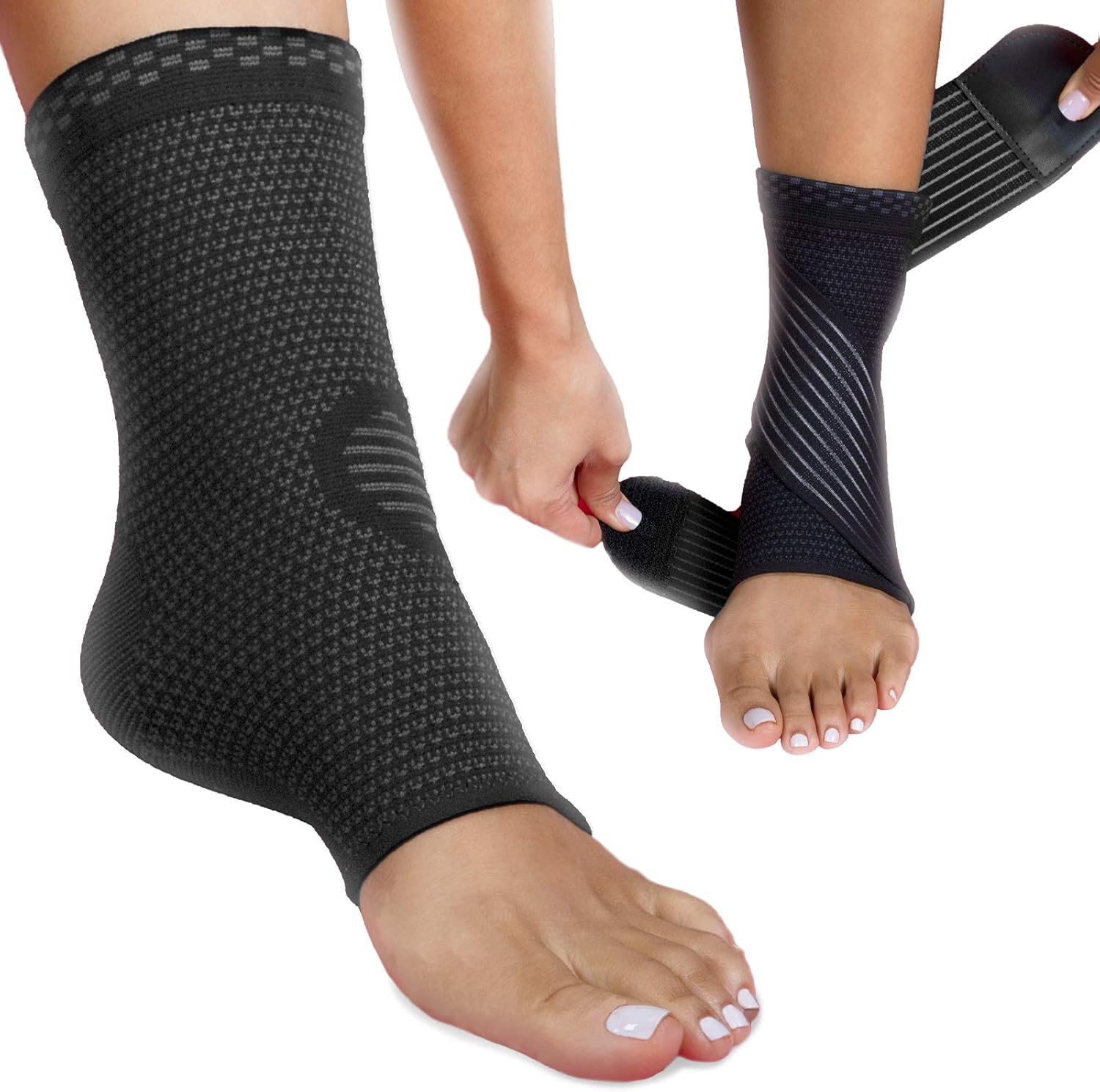 Modetro Sports Ankle Brace Compression Support Sleeve w/Free Ankle