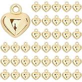 MARFOREVER 40 Pcs 18K Gold Heart Charms for Jewelry Making, Valentines Charms 3D Love Heart Shape Dangle Pendants for Mother's Day Valentine's Gifts Bracelet Necklace Earrings Making DIY Crafts