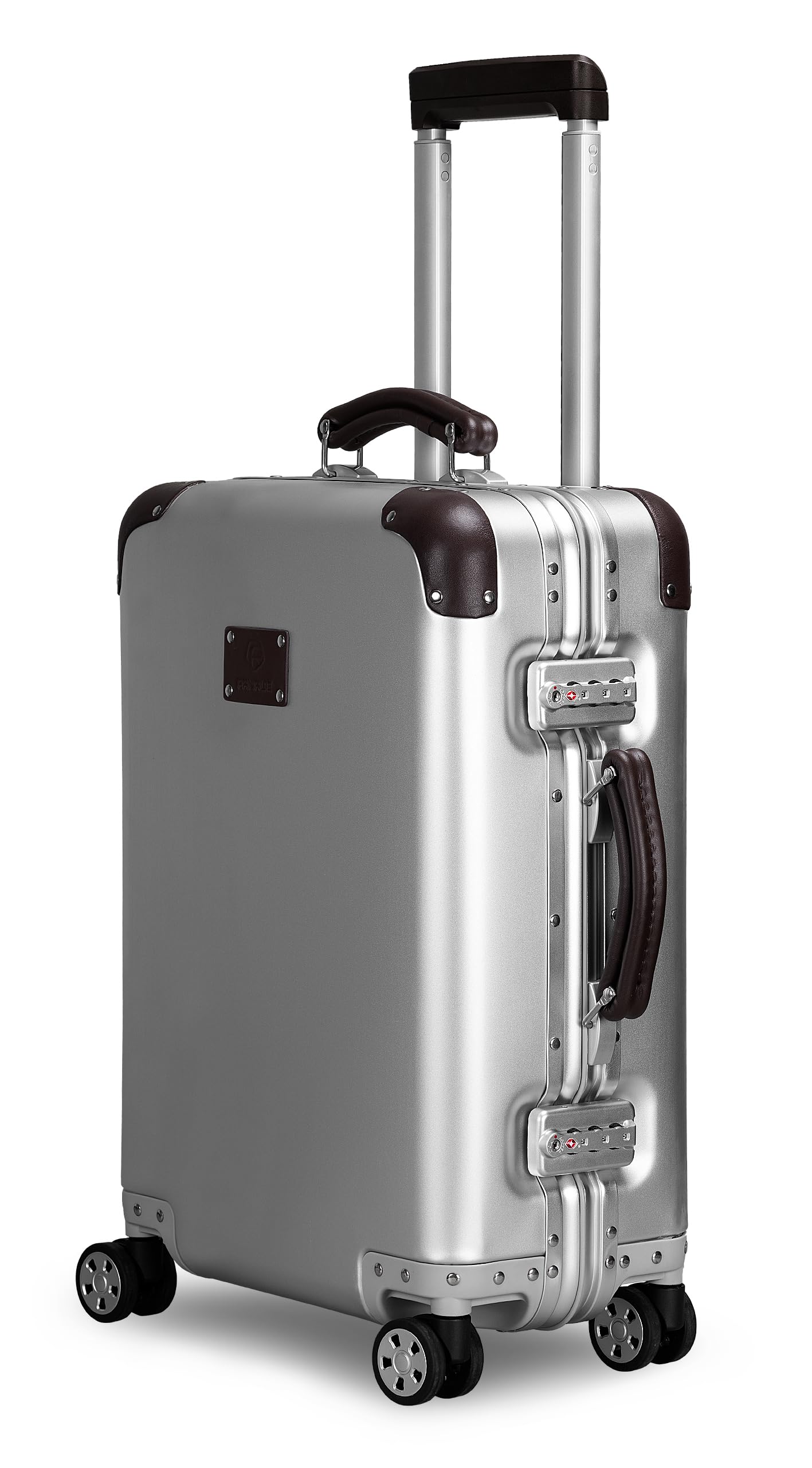FANAUE 20 Inch All Aluminum Magnesium Carry On Luggage - Zipperless with TSA Lock and Spinner Wheels, Silver