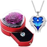 JLQPTX Preserved Real Rose with Heart Necklace Gift Set for Women. Romantic Gifts for Girlfriend Mom on Christmas.Forever Rose Gifts for Mom Grandma on Mothers Day. Birthday Gifts for Women.
