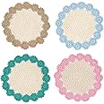 kilofly Crochet Cotton Lace Table Placemats Doilies Pack, 4pc, 4 Mixed Color, 7 inch
