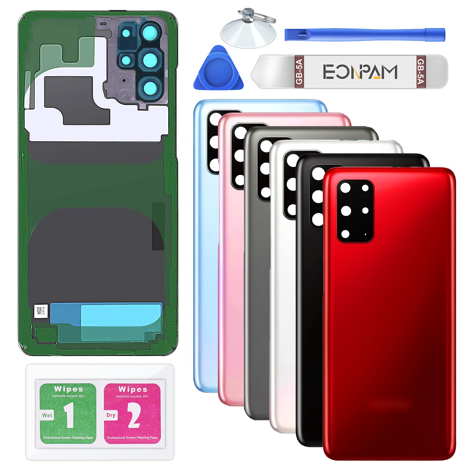 Eonpam Back Cover Glass for Samsung Galaxy S20+ Plus G985, G986 Rear Glass Replacement with Camera Lens + Repair Kit Genuine Rear Housing (Aura Red)