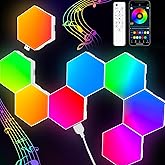 TISOFU Hexagon Lights (8 Pack) LED Wall Panels, RGB Gaming Lights with APP, Smart Modular Panel Hex Tiles Push Glide Expansion Shapes Light