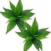 CATTREE Artificial Plants Outdoor Decor, Fake Plant Shrubs Faux Grass Plastic Leaves Greenery Bushes Home Garden Wedding Party Decorations Indoor Office Yard Verandah Planter Filler - Green 2 Pack