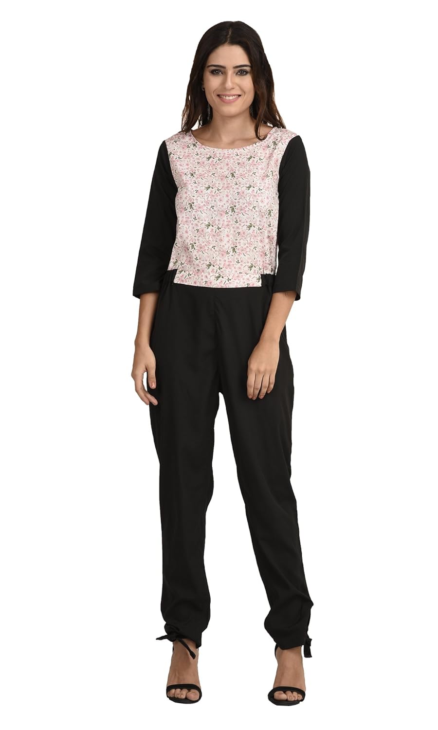 the gud look women's mix & match pink lilly print jumpsuit