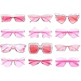 12 Mixed Pink Style Sunglasses Retro Party Favors Bulk Classic Eyewear Costume Glasses for Women