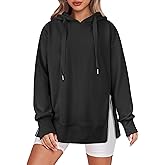 ANRABESS Women Oversized Hoodies Side Zipper Fleece Long Sweatshirts Lightweight Tunic Pullover 2025 Fall Trendy Clothes