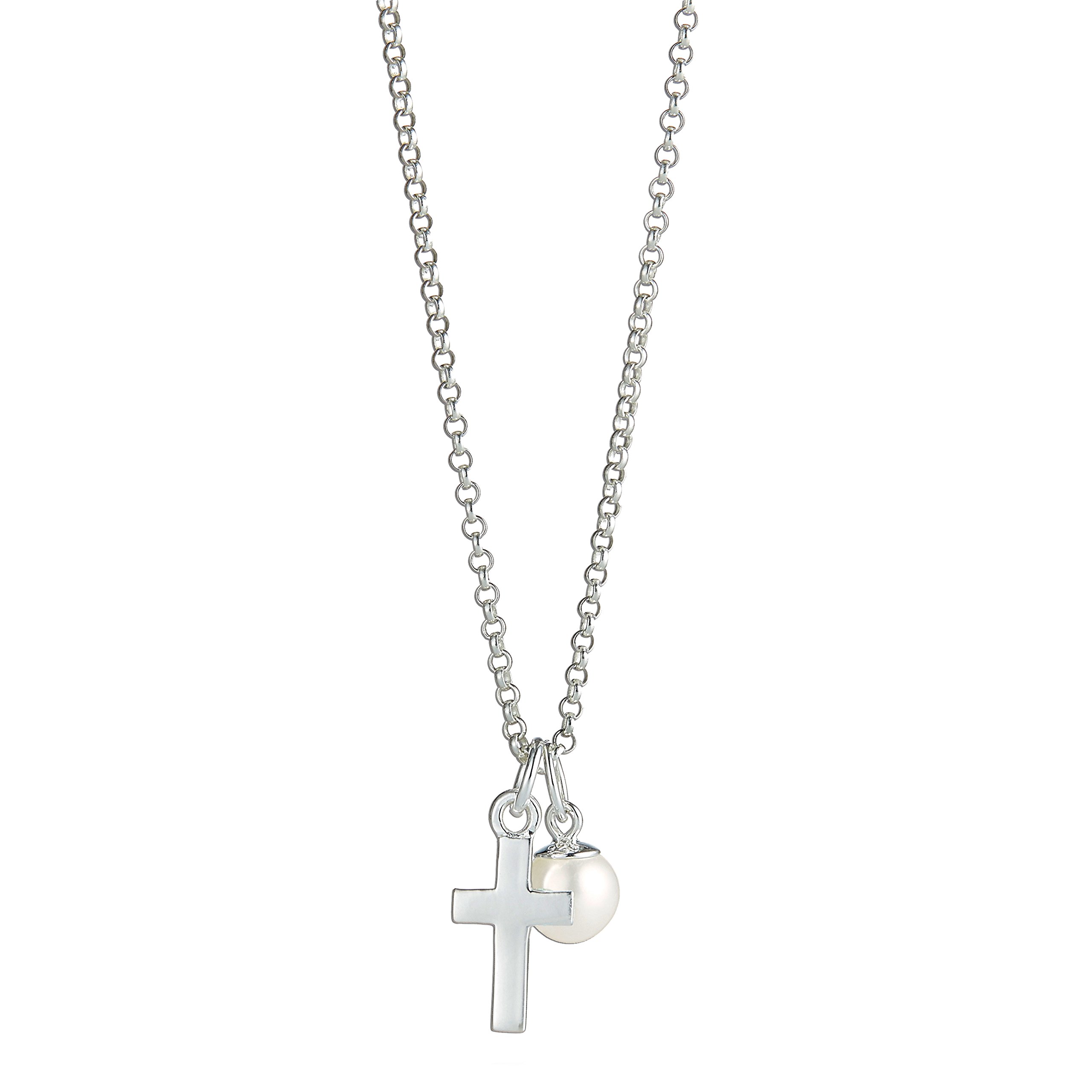Molly Brown London Baby's First Pearl Christening Cross Necklace | Sterling Silver | Christening, Baptism, Holy Communion or Birthday Gift