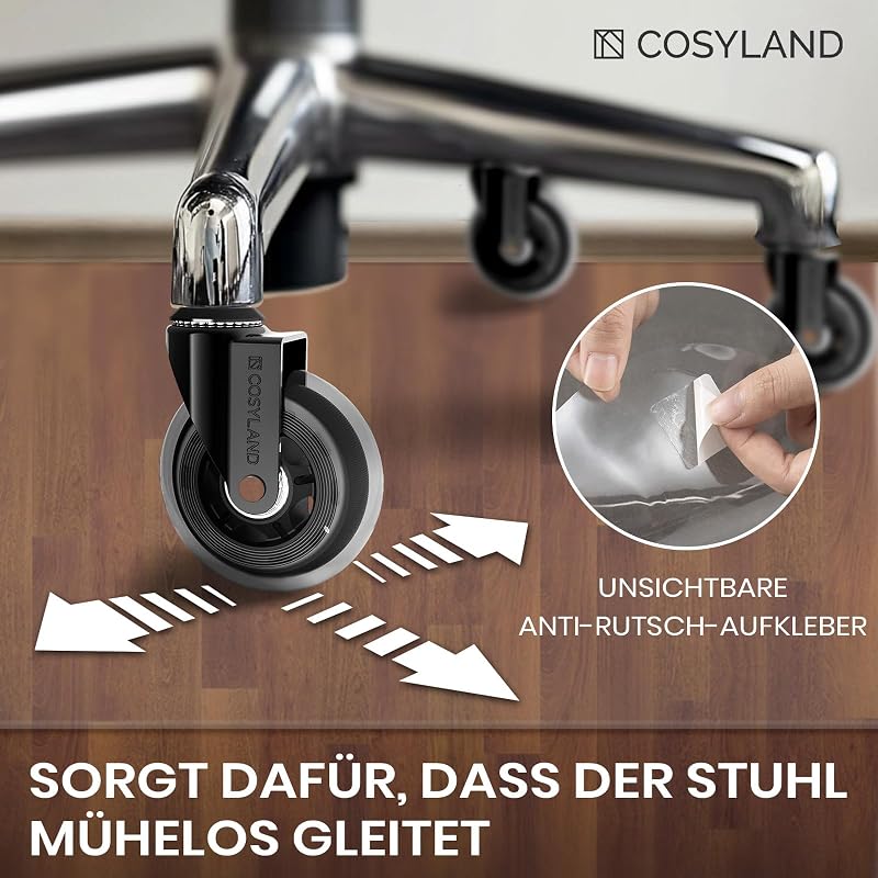 Bodenschutzmatte Bürostuhl Transparent [100x120cm] – 1,2mm PVC Schreibtischstuhl Unterlage für Hartböden, Parkett & Laminat – rutschfeste Stuhlunterlage, Fußbodenschutzmatte