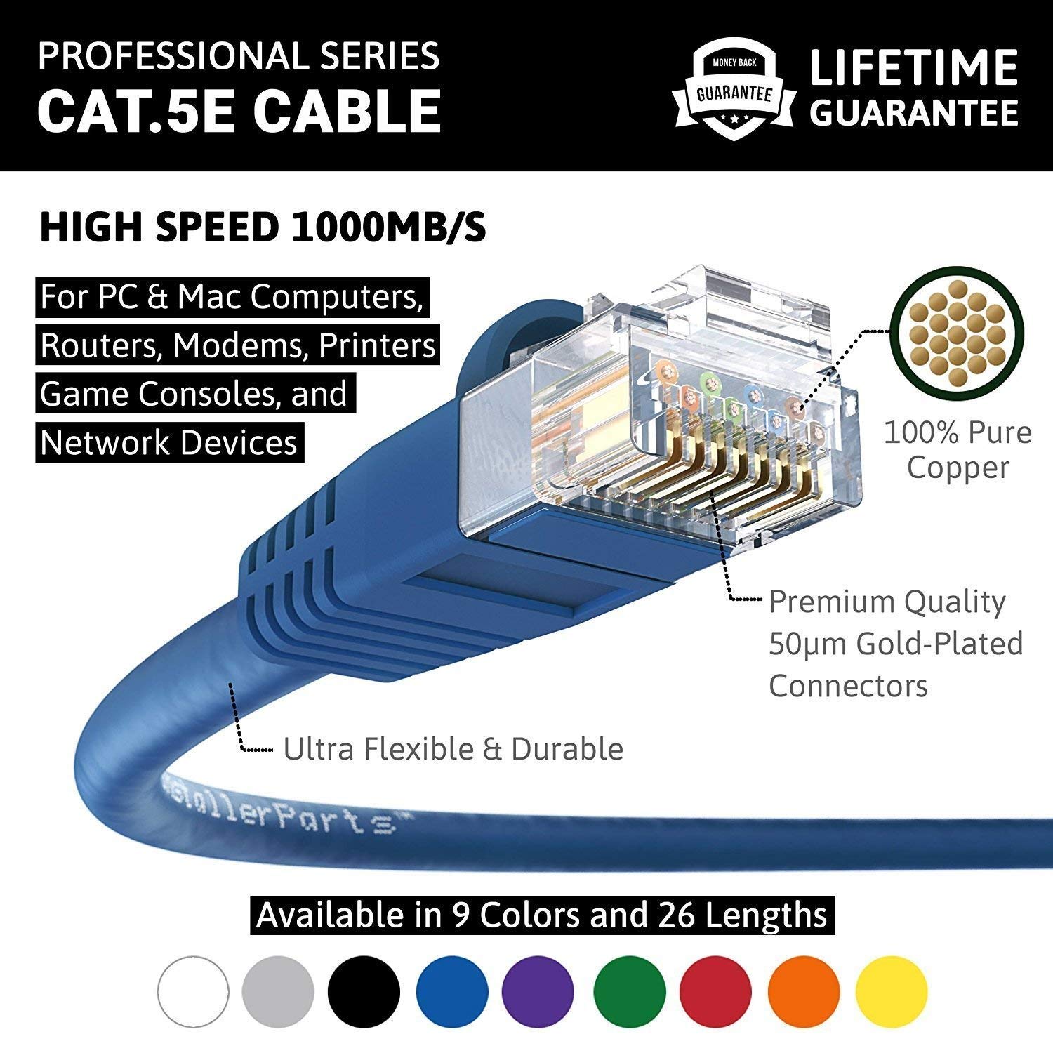 Mua InstallerParts (10 Pack) Cable CAT5E Cable UTP Booted 1.5