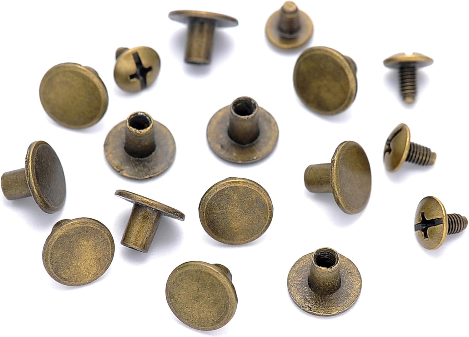 Studs, Rivets & Tacks Crafts Brass Round Flat Head Stud Screwback
