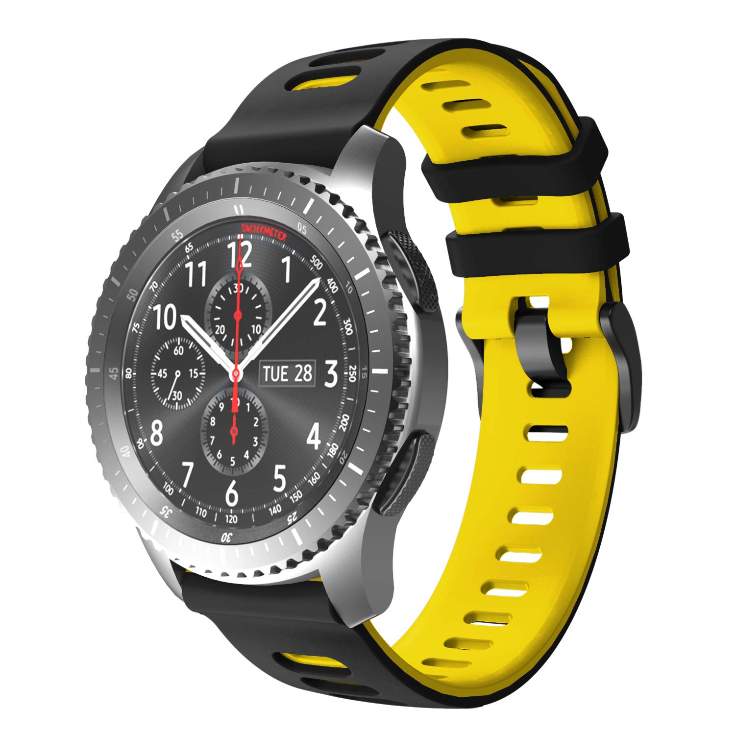 NotoCity for Gear S3 Frontier Strap/Classic Strap/Galaxy Watch 46mm, 22mm Soft Silicone Replacement Strap for Samsung Gear S3 Frontier/S3 Classic/Huawei Watch GT/GT 2/GT 2e(blackyellow)