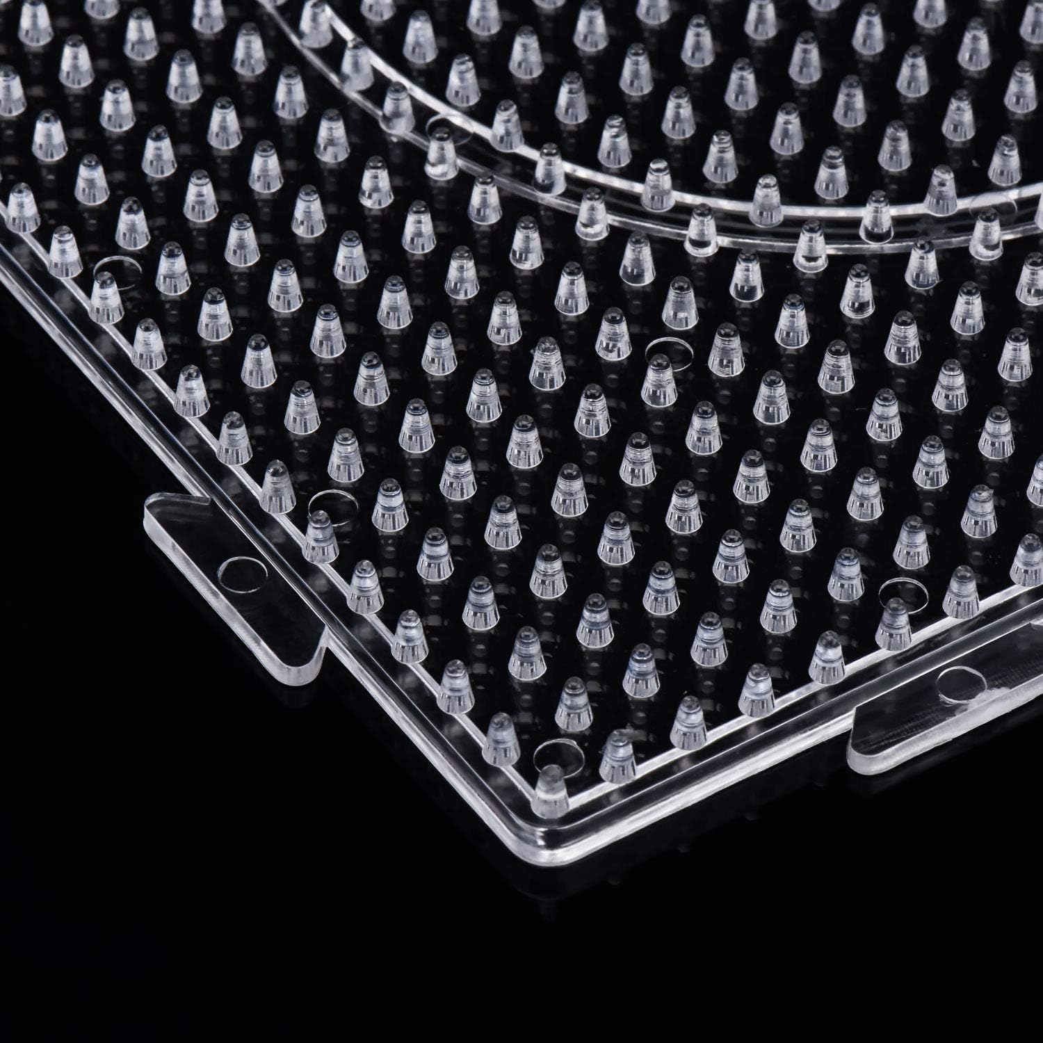 H&W 4PCS 5mm Fuse Beads Boards, Large Clear Pegboards Kits, with Gift 4 Lroning Paper (WA3-Z1)